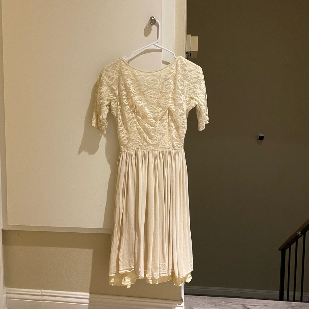 L'Aiglon vintage 1950s elegant Cream Dress, size small